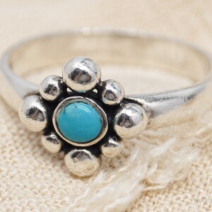 Anello vintage in argento sterling con turchese blu - Misura 7,25