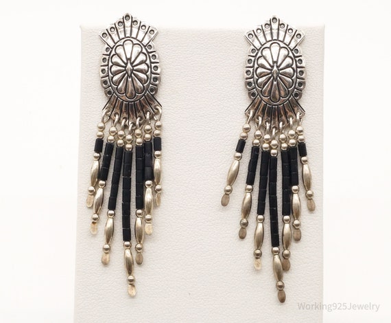 Vintage Native American QT Quoc Black Onyx Sterli… - image 1