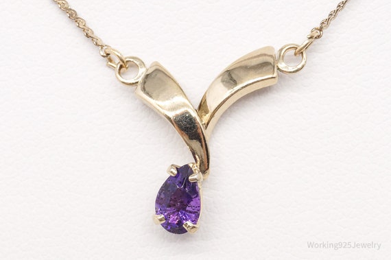 Vintage DEC Amethyst 14K Yellow Gold Filled Neckl… - image 5