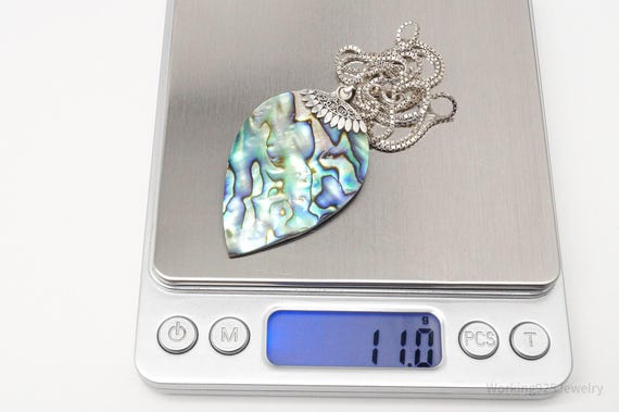 Vintage Large Abalone Paua Shell Sterling Silver … - image 9