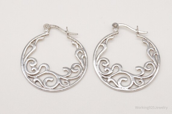Vintage Art Nouveau Vines Sterling Silver Earrings - image 3