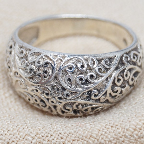 Vintage Swirl Scroll Sterling Silver Ring - Size 6.5