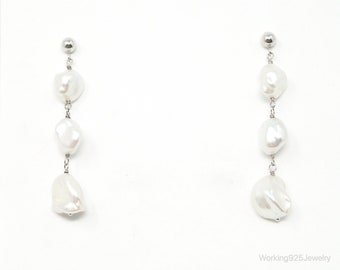 Vintage Pearl Dangle Sterling Silver Earrings