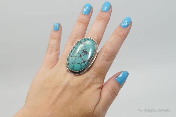 Vintage Native American Unsigned Large Turquoise … - image 7