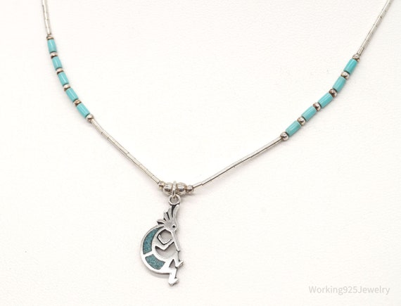 Native American Jewelry Museum Quality Dancing Kokopelli Turquoise Sterling Silver Necklace Native American Jewelry Museum Quality Dancing Kokopelli Turquoise Sterling Silver Necklace