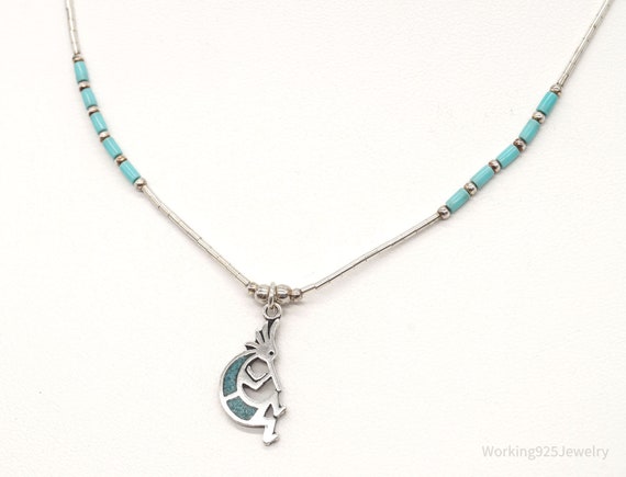 Vintage Native America Turquoise Dancing Kokopell… - image 1