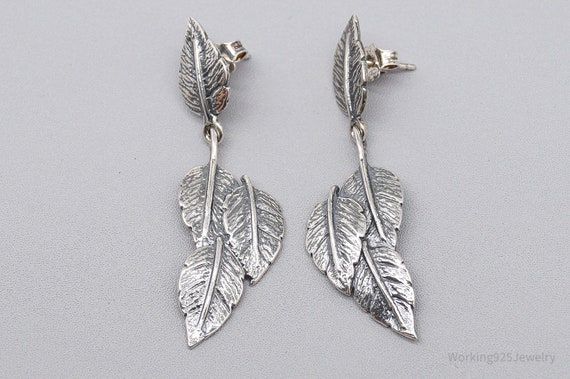 Vintage Israel Designer Leaves Sterling Silver Ea… - image 4