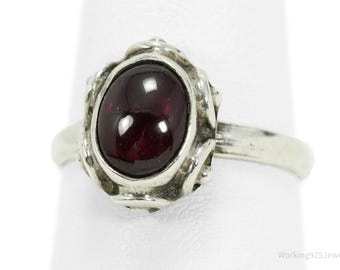 Vintage sterlingzilveren ring met rhodolietgranaat, maat 7
