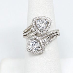 Vintage Designer BYJ Large Simulated Diamonds Statement Ring Sterling Silver - Size 6