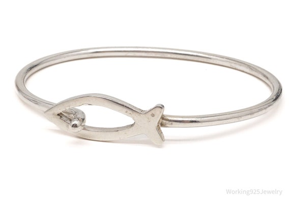 Vintage Fish Sterling Silver Pressure Hook Clasp … - image 3