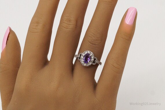 Vintage Amethyst Cubic Zirconia Sterling Silver R… - image 7