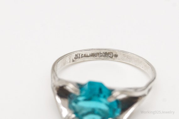 Antique Designer Espo Blue Glass Sterling Silver … - image 5