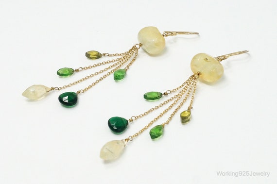 Yellow Quartz Green Tourmaline Peridot Gold Verme… - image 4