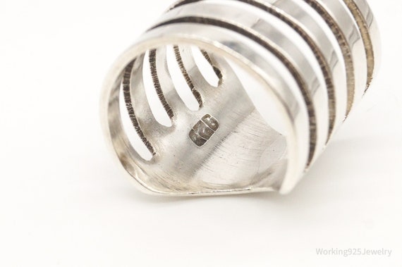 Vintage Long Modernist Sterling Silver Ring - Siz… - image 6