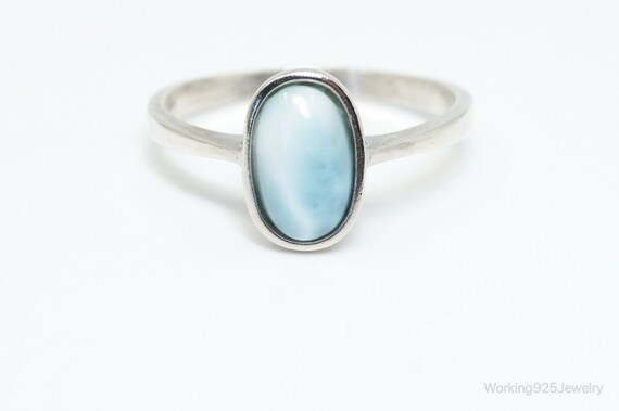 Vintage Blue Larimar Sterling Silver Ring - Size … - image 3