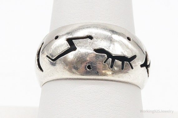 Vintage Mexico Hollow Sterling Silver Ring - Size… - image 1