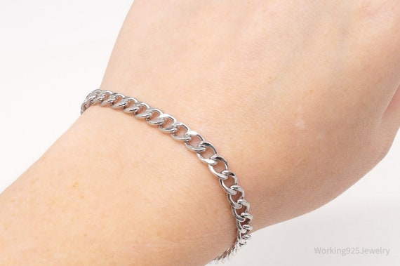 Antique Sterling Silver Curb Chain Bracelet - image 6