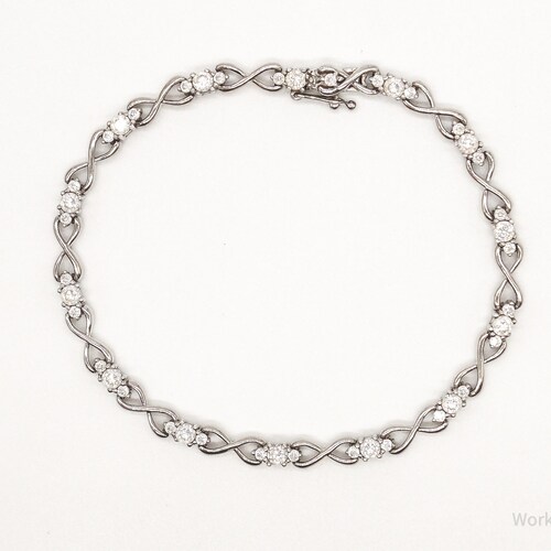 Vintage Cubic Zirconia shops Infinity Sterling Silver Tennis Bracelet