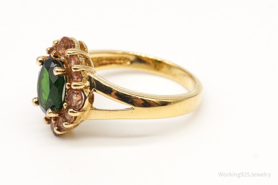 Vintage Peridot Champagne Color Stone Gold Vermei… - image 5