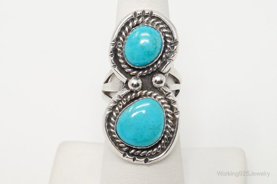 Vintage Native American Turquoise Unsigned Sterli… - image 1