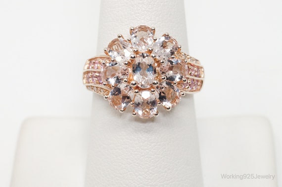 VTG Pink Cubic Zirconia Rose Gold Vermeil Sterlin… - image 2