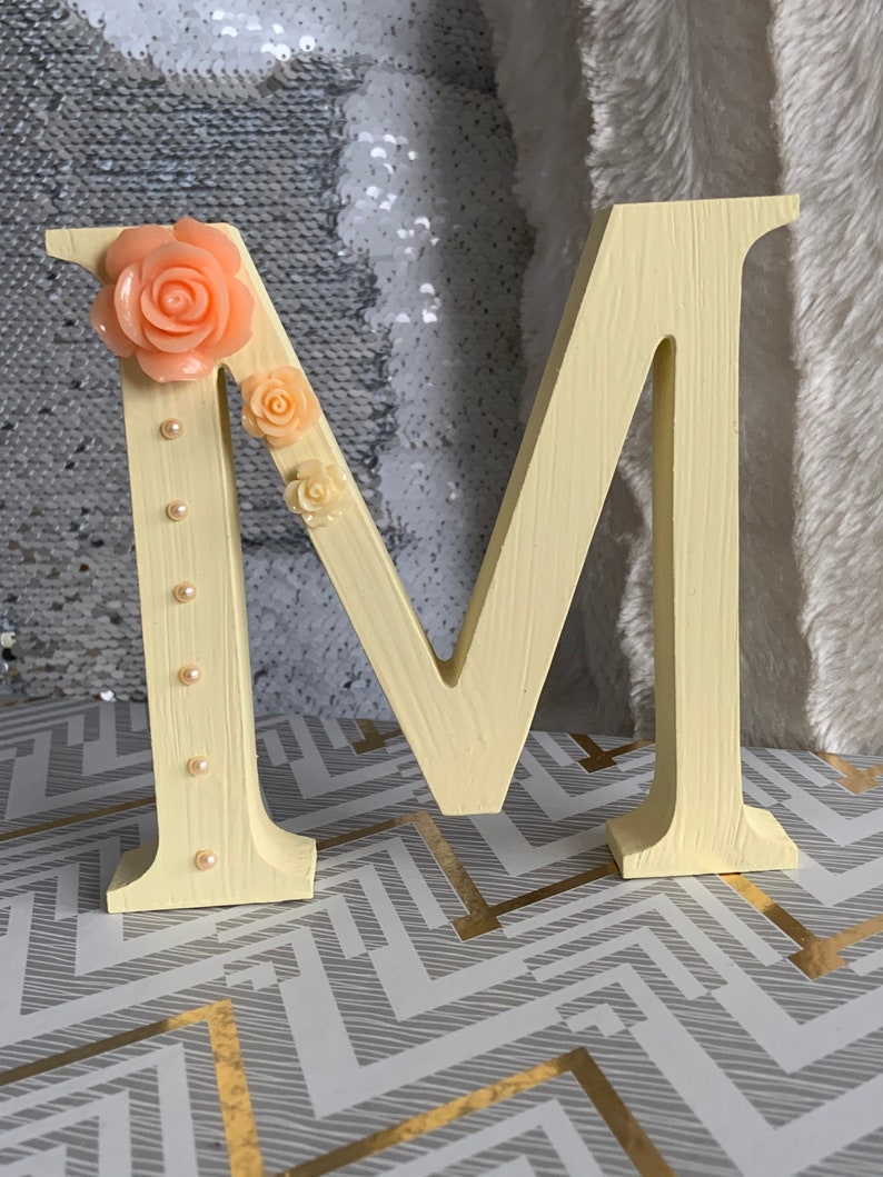 Freestanding Hand decoration wooden letter M Etsy