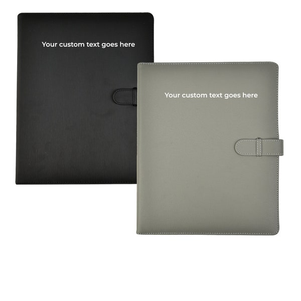 Personalised A4 Professional Display Book with 50 Sheets Inner Pockets Soft Touch and Ring Binder with Closure Belt