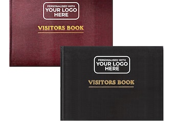 Personalised Logo Visitor Book, Guest Register Hardback for Office Business School Hotel Sign In Out, Guest Record Book