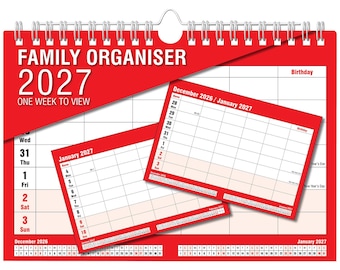 ARPAN Family Organiser 2027 Weekly Planner with 5 Columns & Birthday Space