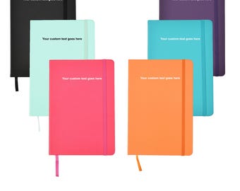 Personalised Text A4 Notebook Hardback Cover, Ribbon Marker, Elastic Closure Diary, 80gsm Paper, 136sheets, Perfect for Office, Home, School