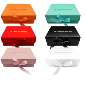 Personalised Gift Box 26x18.5x8.3CM, with Lid, Ribbon and Magnetic, Gift Box Large Closure for Christmas, Hanukkah, Weddings, Birthdays