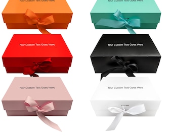 Personalised Gift Box 26x18.5x8.3CM, with Lid, Ribbon and Magnetic, Gift Box Large Closure for Christmas, Hanukkah, Weddings, Birthdays