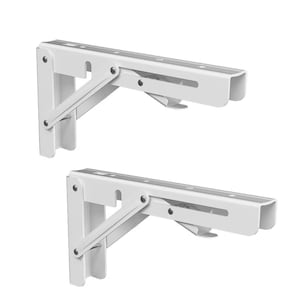 Highdecora Folding Shelf Brackets, 2 Pcs Heavy Duty Foldable Shelf Brackets Metal Wall Mounted Foldable White