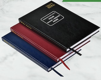 A4 Personalised Logo Diary Week to View Custom Name  Logo Hardback Week to View Planner Daily Organiser for Office and Home