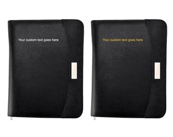 Personalised Text A5 Zipped Business Executive Conference Folder with Calculator & Pad Ring Binder Portfolio