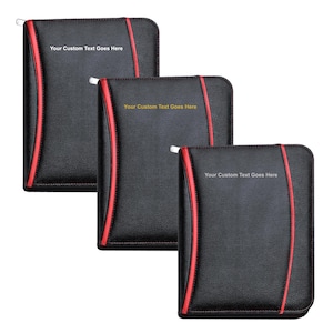 Arpan Personalised Text A4 Zipped Conference Folder with Calculator and Pad, Executive Portfolio Document Case Organiser
