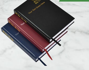 A5 Personalised Text 2027 Diary Day a Page Custom Text Hardback Daily Planner with Split Saturday & Sunday, Diary for Office, Work and Home