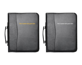 Personalised Text A4 Zipped Conference Folder Executive Portfolio Professional Business Document Case Bag Organiser