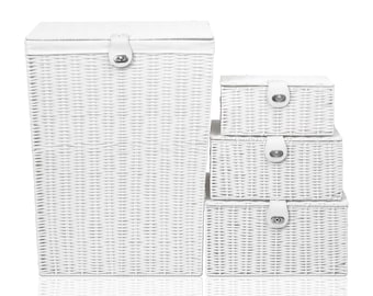 Resin Laundry, Storage Basket Set with Lid - 5PCS Hamper, Bathroom Bin, Bedroom Organizer for General Storage Washing Cloths