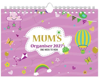 Arpan Week to View Calendar 2027 – Mums Family Calendar with 6 Columns, Organised Mum Planner for Busy Families, A4 Wall Planner