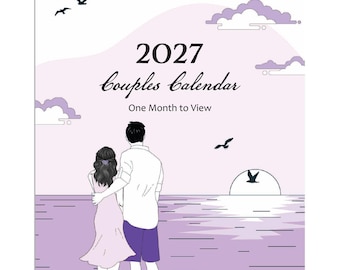2027 Couples Calendar for 2 People – One Month to View Vintage Art by Arpan