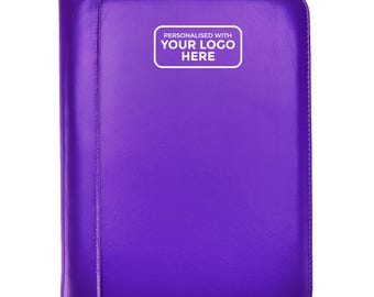 Personalised Logo A4 Executive Ring Binder Portfolio Zipped Conference Folder with Calculator Card Pen Holders