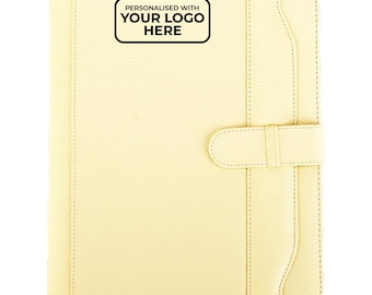 Personalised Logo A4 Executive Conference Portfolio Folder, Classic Cream Business Document File with Calculator & Notepad