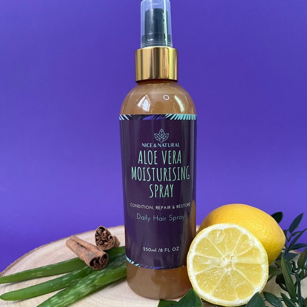 Aloe Vera Moisturising Hair Growth Mist Spray Leave in conditioner | Peppermint | soothe dry itchy hair scalp braids + beard detangler 250ml