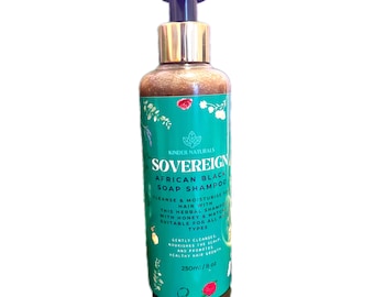 African Black Soap Hair Growth Shampoo Foaming Authentic Raw Black Soap Liquid Shea Coconut Oil 250 ml with Honey + Green Tea