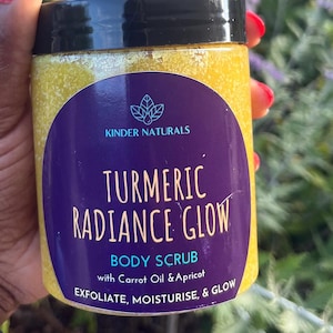 Turmeric Body Scrub & Carrot Oil Infused Turmeric Oil 250g, Skin Brightening Exfoliating Emulsified Sugar Scrub for all skin types