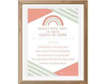 Blush Confidentiality Poster, Social Worker Sign, School Social Worker Sign, Counselor office decor, Counseling Office Confidentiality