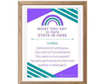 Purple/Blue Confidentiality Poster, Social Worker Sign, School Social Worker Sign, Counselor office decor, Counseling Office Confidentiality