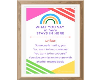 Rainbow Confidentiality Poster, Social Worker Sign, School Social Worker Sign, Counselor office decor, Counseling Office Confidentiality
