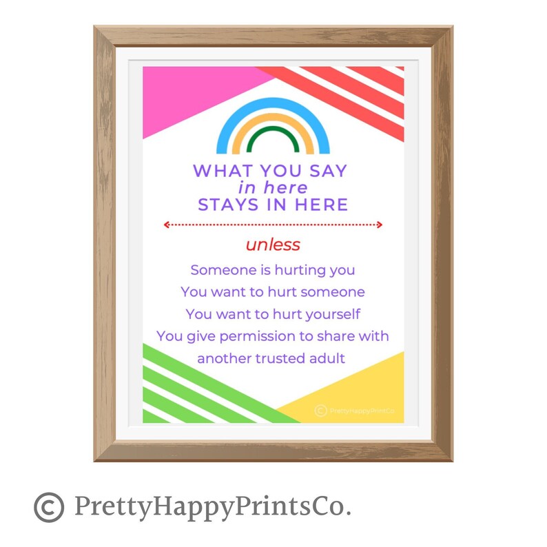 Rainbow Confidentiality Poster, Social Worker Sign, School Social Worker Sign, Counselor office decor, Counseling Office Confidentiality image 1